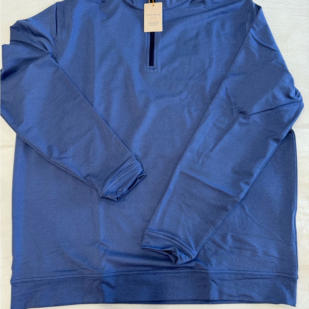 NWT Peter Millar Blue Quarter-Zip Pullover